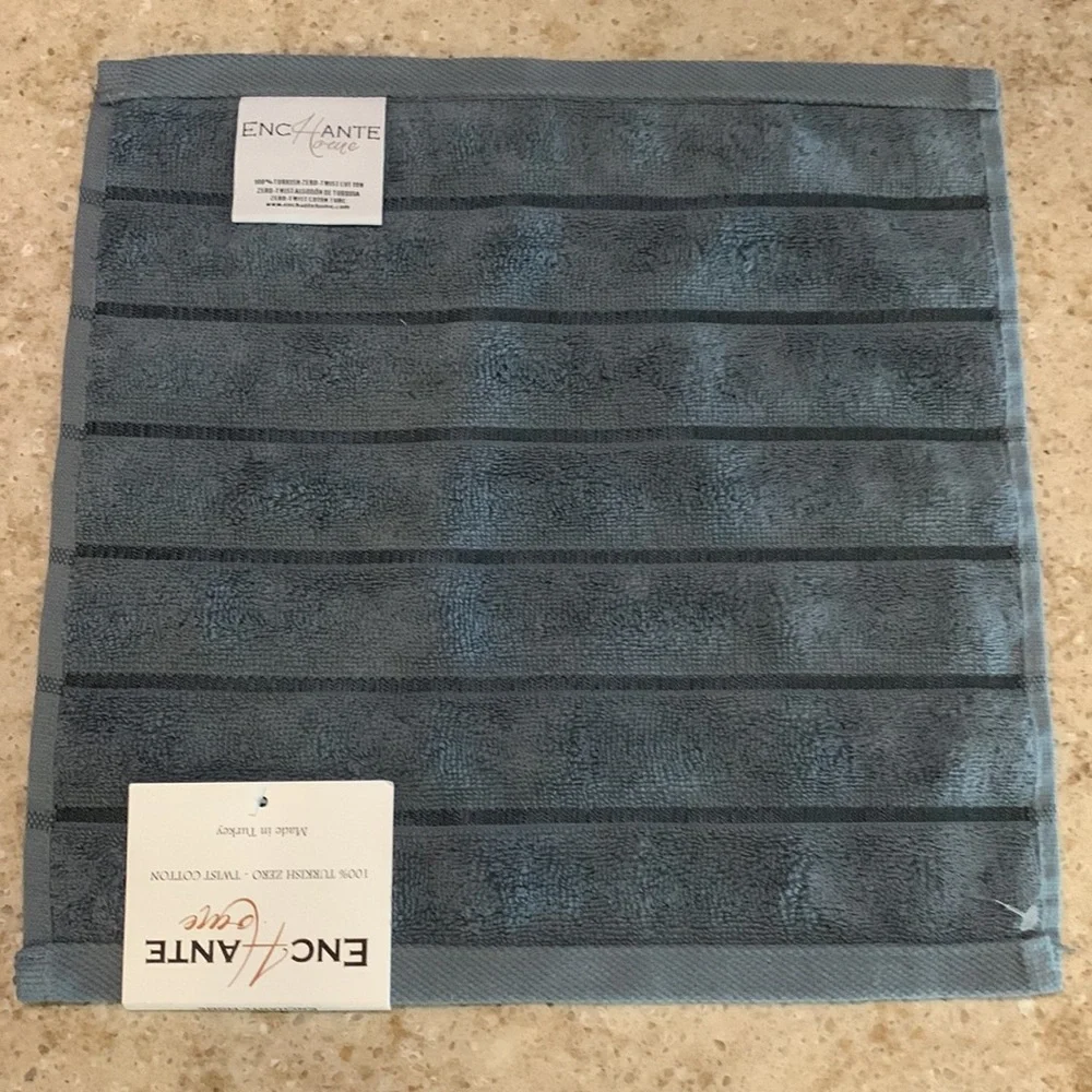 NWT ENCHANTED HOUSE 100% Turkish Cotton Wash Cloths - Waterfall - Set of 4